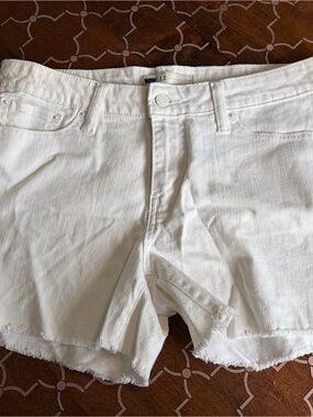 Levi's White Frayed Hem Denim Shorts